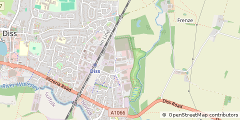 Map of Diss, Norfolk