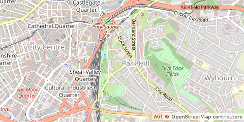 Map of Sheffield, South Yorkshire