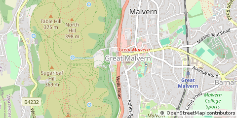 Map of Malvern, Worcestershire