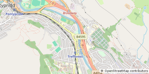 Map of Pontypridd, Mid Glamorgan
