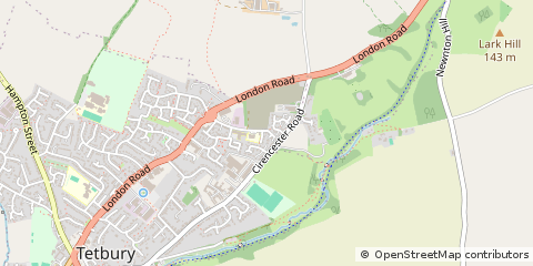 Map of Tetbury, Gloucestershire