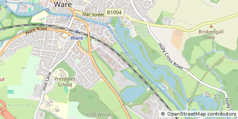Map of Ware, Hertfordshire