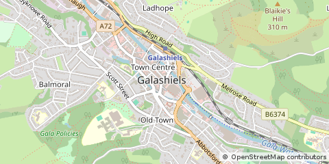 Map of Galashiels, Selkirkshire