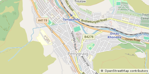 Map of Penygraig, Rhondda Cynon TAF