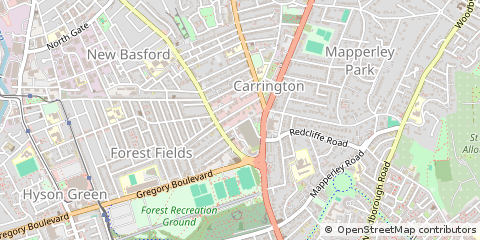 Map of Nottingham, Nottinghamshire