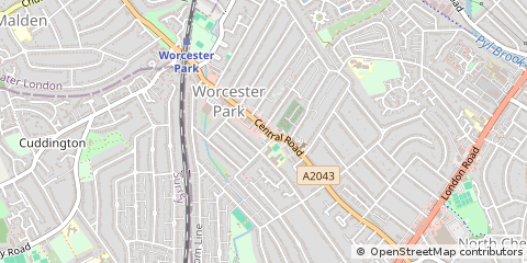 Map of Worcester Park, Surrey