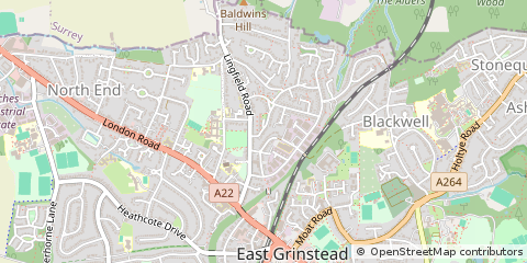 Map of East Grinstead, West Sussex