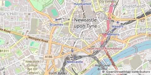 Map of Newcastle Upon Tyne, Tyne and Wear