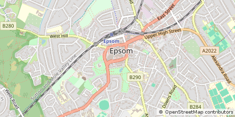Map of Epsom, Surrey