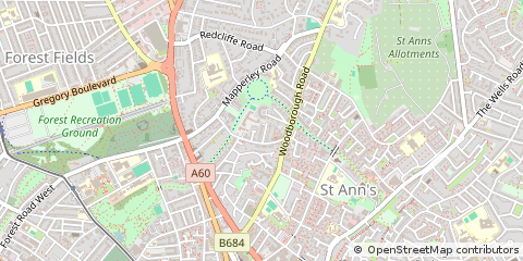 Map of Nottingham, Nottinghamshire