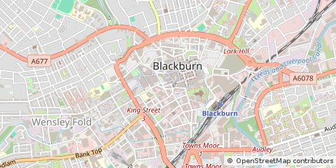 Map of Blackburn, Lancashire