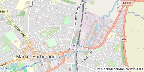 Map of Market Harborough, Leicestershire