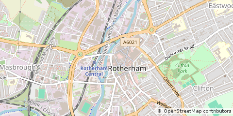 Map of Rotherham, South Yorkshire