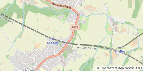 Map of Huddersfield, West Yorkshire