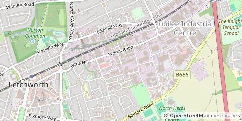 Map of Letchworth Garden City, Hertfordshire