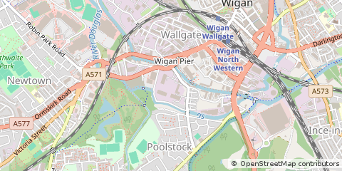 Map of Wigan, Greater Manchester