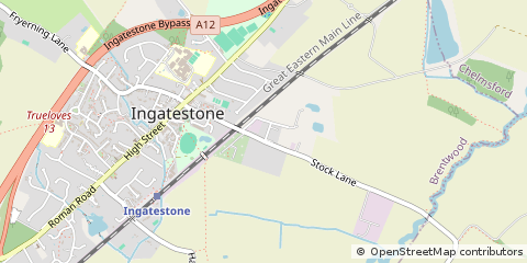 Map of Ingatestone, Essex