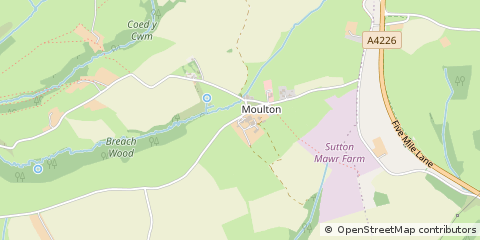 Map of Moulton, Vale of Glamorgan