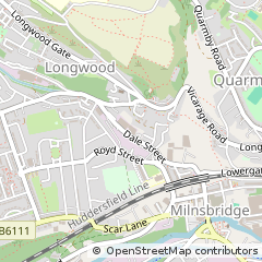 Map of Huddersfield, West Yorkshire