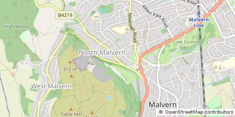 Map of Malvern, Worcestershire