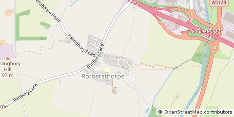 Map of Rothersthorpe, Northamptonshire
