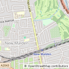 Map of NEW Malden, Surrey