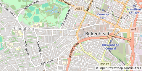 Map of Birkenhead, Merseyside