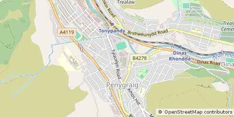 Map of Penygraig Rhondda, MID Glamorgan