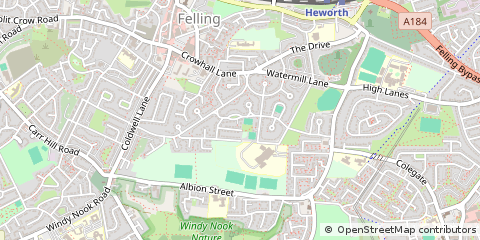 Map of Gateshead, Tyne and Wear