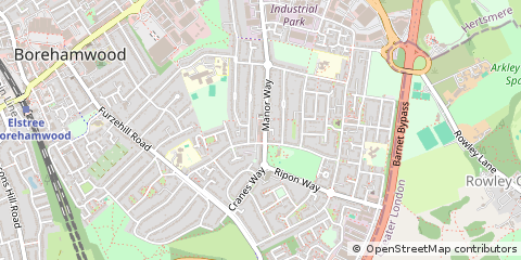 Map of Borehamwood, Hertfordshire