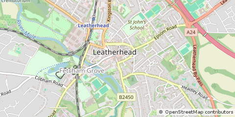 Map of Leatherhead, Surrey