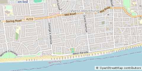 Map of Worthing, West Sussex