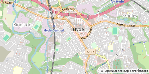 Map of Hyde, Greater Manchester