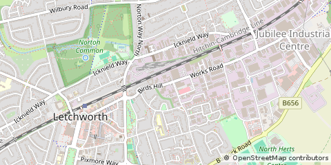 Map of Letchworth, Hertfordshire