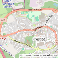 Map of Prescot, Merseyside