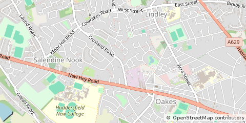 Map of Huddersfield, West Yorkshire
