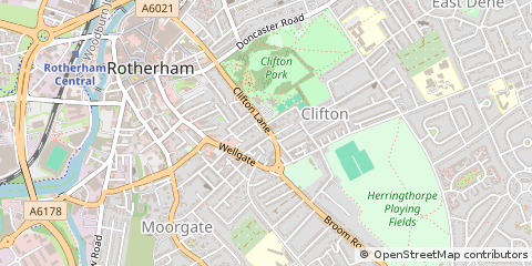 Map of Rotherham, South Yorkshire