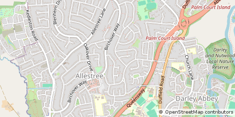 Map of Allestree, Derby