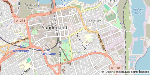 Map of Sunderland, Tyne and Wear