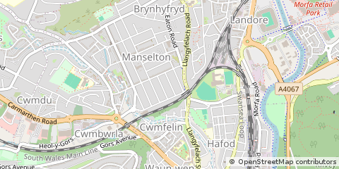 Map of Swansea, West Glamorgan