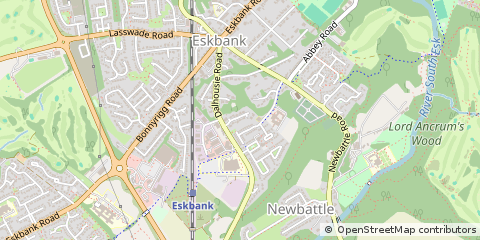 Map of Dalkeith, Midlothian