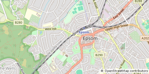 Map of Epsom, Surrey