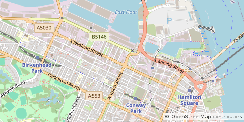 Map of Birkenhead, Merseyside