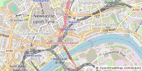 Map of Newcastle Upon Tyne, Tyne and Wear