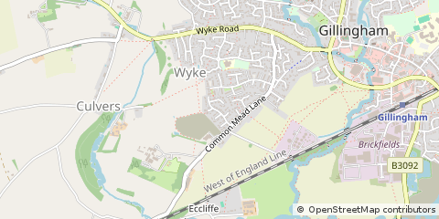 Map of Gillingham, Dorset
