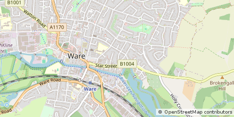 Map of Ware, Hertfordshire