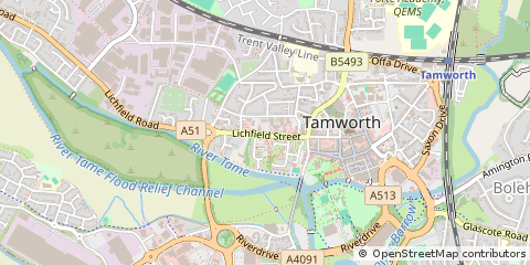 Map of Tamworth, Staffordshire