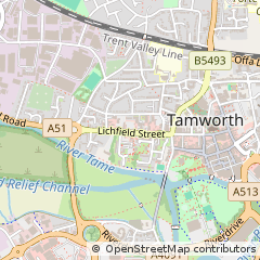 Map of Tamworth, Staffordshire