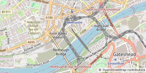 Map of Newcastle Upon Tyne, Tyne and Wear