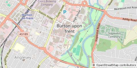 Map of Burton on Trent, Staffordshire
